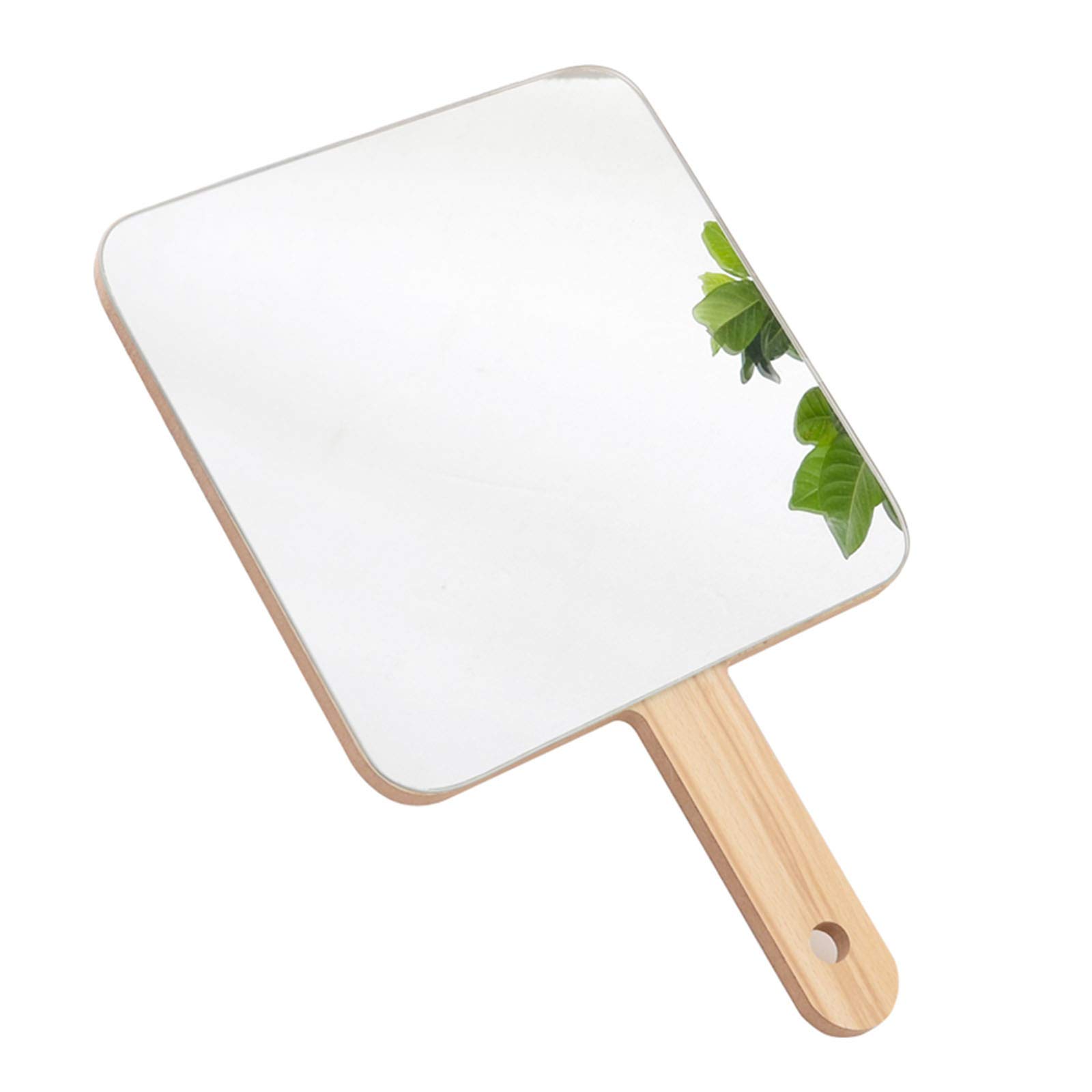 Photo 1 of TOF&HAMY Handheld Travel Mirror with Handle, Dressing Table Mirror, Wood Handheld Plain Mirror, Square and Round, Cosmetic Salon Makeup Hand Mirror for Professional Barbers and Hairdressers,19 * 19cm