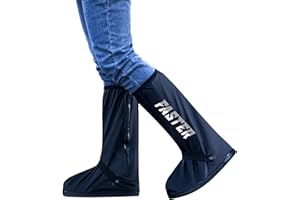 RINJOY Waterproof Rain Shoe Covers Reusable Anti-Slip and Reflector Portable Motorcycle Rain Boots for Men Women