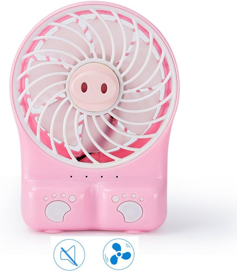 Portable USB Mini Fan, FTUNG Desktop Tabletop Portable Rechargeable Electric Quiet Fan with Upgrade Long-Last 1200mAh Battery, Personal Cooling for Office,Traveling,Boating,Hiking,Baby Stroller,Fishing,Camping,Backpack,Car Use,Outdoor or Desktop, 3 Speeds (Pink)