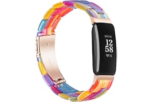 Wongeto Compatible with Fitbit Inspire 2 & Inspire/Inspire HR Bands for Women, Resin Wristband Strap Bands for Fitbit Inspire accssorises (Rainbow)