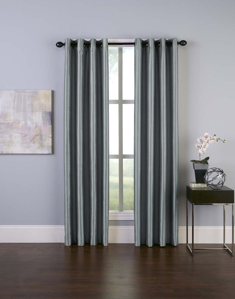 Curtainworks Malta Faux Silk Grommet Curtain Panel, 50 by 144", Teal