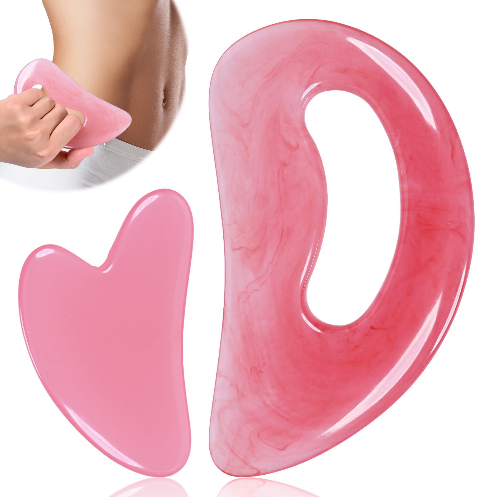 Photo 1 of FDKJEJC Body Gua Sha Tool Cellulite Guasha Tool for Body Body Massage Tools (Natural Resin) Lymphatic Drainage Tool Guasha Tool for Face?Back, Legs, Women's Body Shaping Tools (Pink)