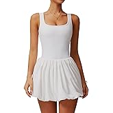 QBGJTD Womens Tennis Golf Dress with Built-in Bra Shorts Backless Square Neck Mini Puffy Skirt Athletic Dresses with Pockets