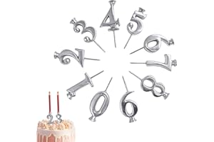 Number Candle Holder Set Numbers 0-9 Silver Reusable Candle Holder for Birthdays Cakes