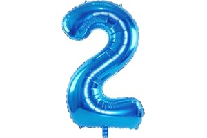 SOWIDE Blue 40 Inch Number 2 Balloon,Large Self Inflating Dark Blue Foil Number Balloons 0-9 for Boys Girls,Digit Two Balloons for 2nd Birthday Party Decorations Supplies