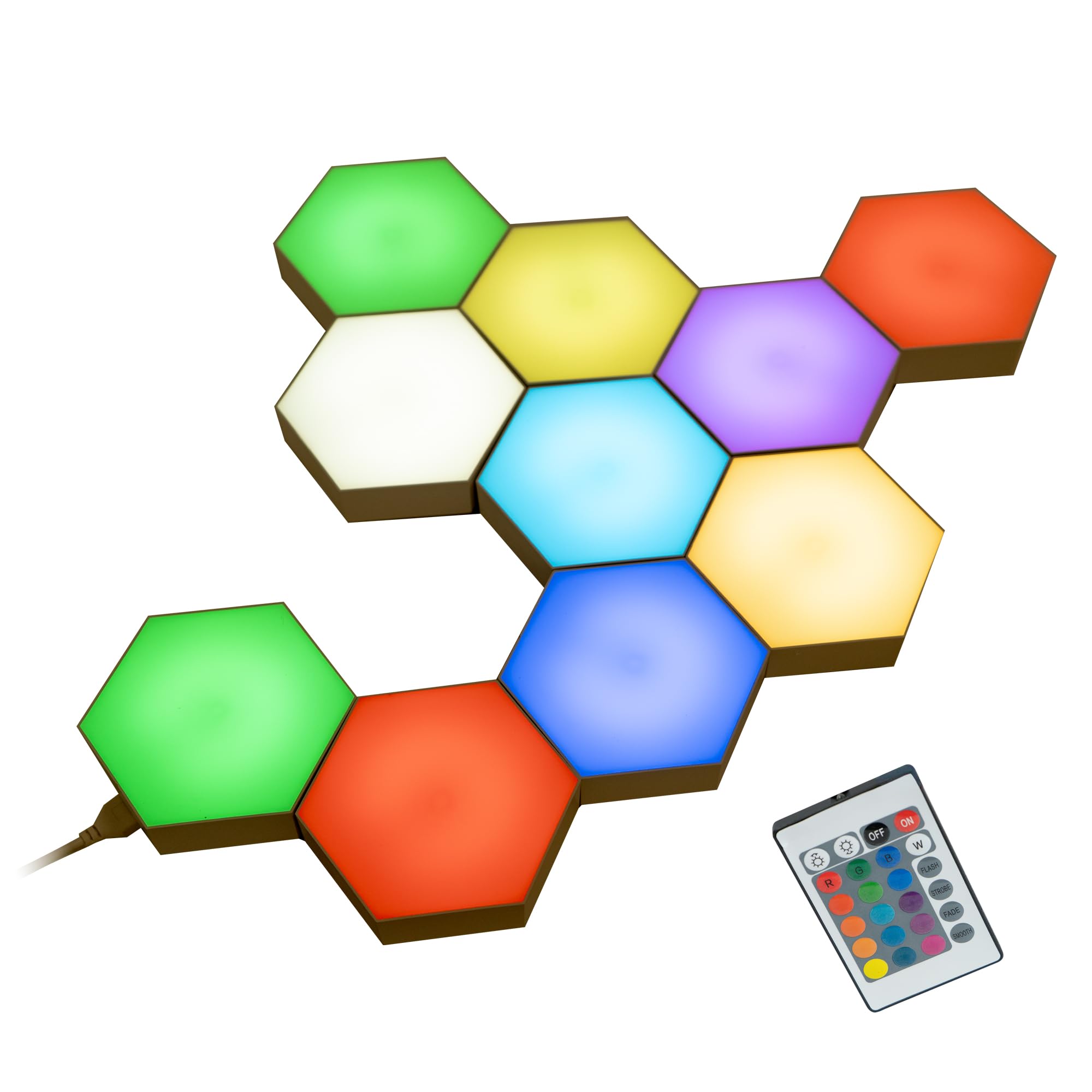 MagicMeadow Touch-Sensitive Hexagon Wall LED Lights for Bedroom Set of 10 | Interactive & Modular | Autism-Friendly Sensory Development Lighting | Kids' Room Decor