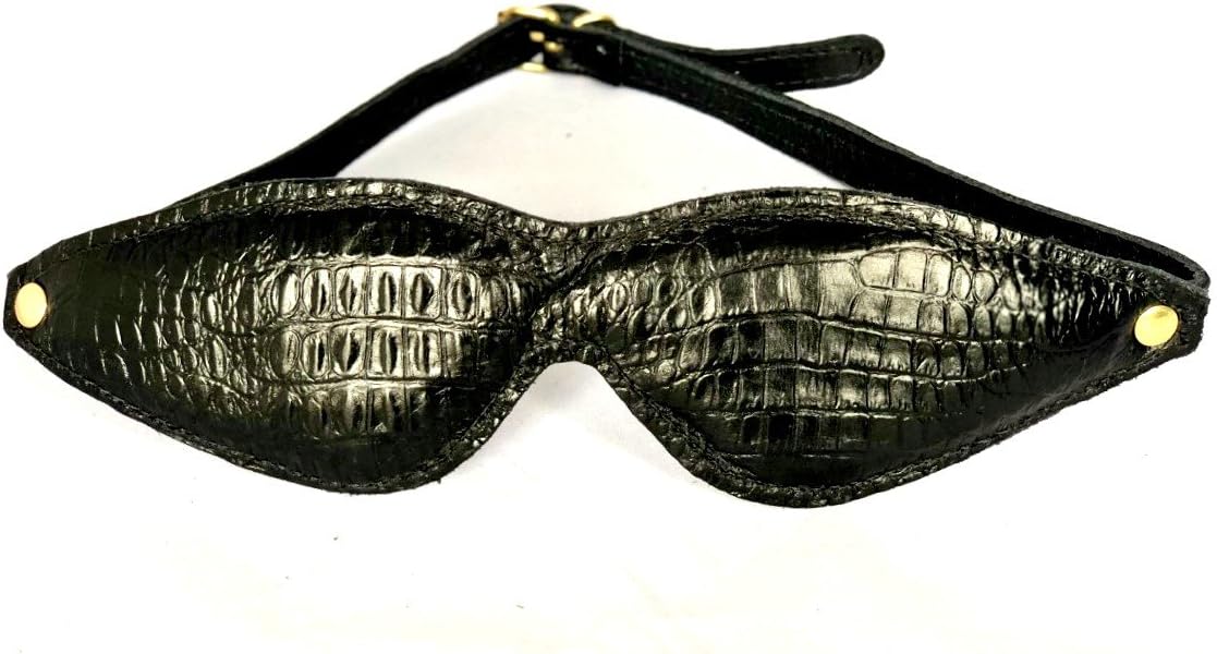 Slap Leather Red Crocodile Print Leather Padded Blindfold