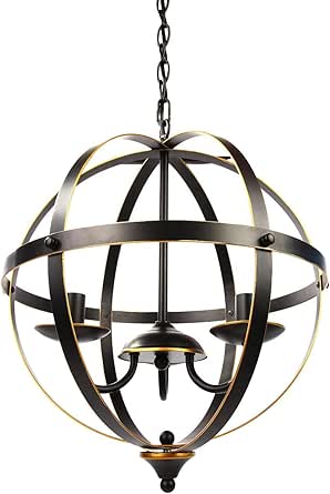 Lámpara de techo de 3 luces industriales de metal 15.7 cm rústica de