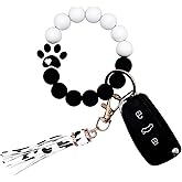 BIHRTC Key Ring Bracelet Car Keychain Holder Wristlet Silicone Women Beaded Bangle Chains