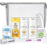 Convenience Kits International Women's 10-Piece Deluxe Kit with Travel Size TSA Compliant Essentials, Featuring: Pantene Hair Products in Reusable Toiletry Bag - Clear color