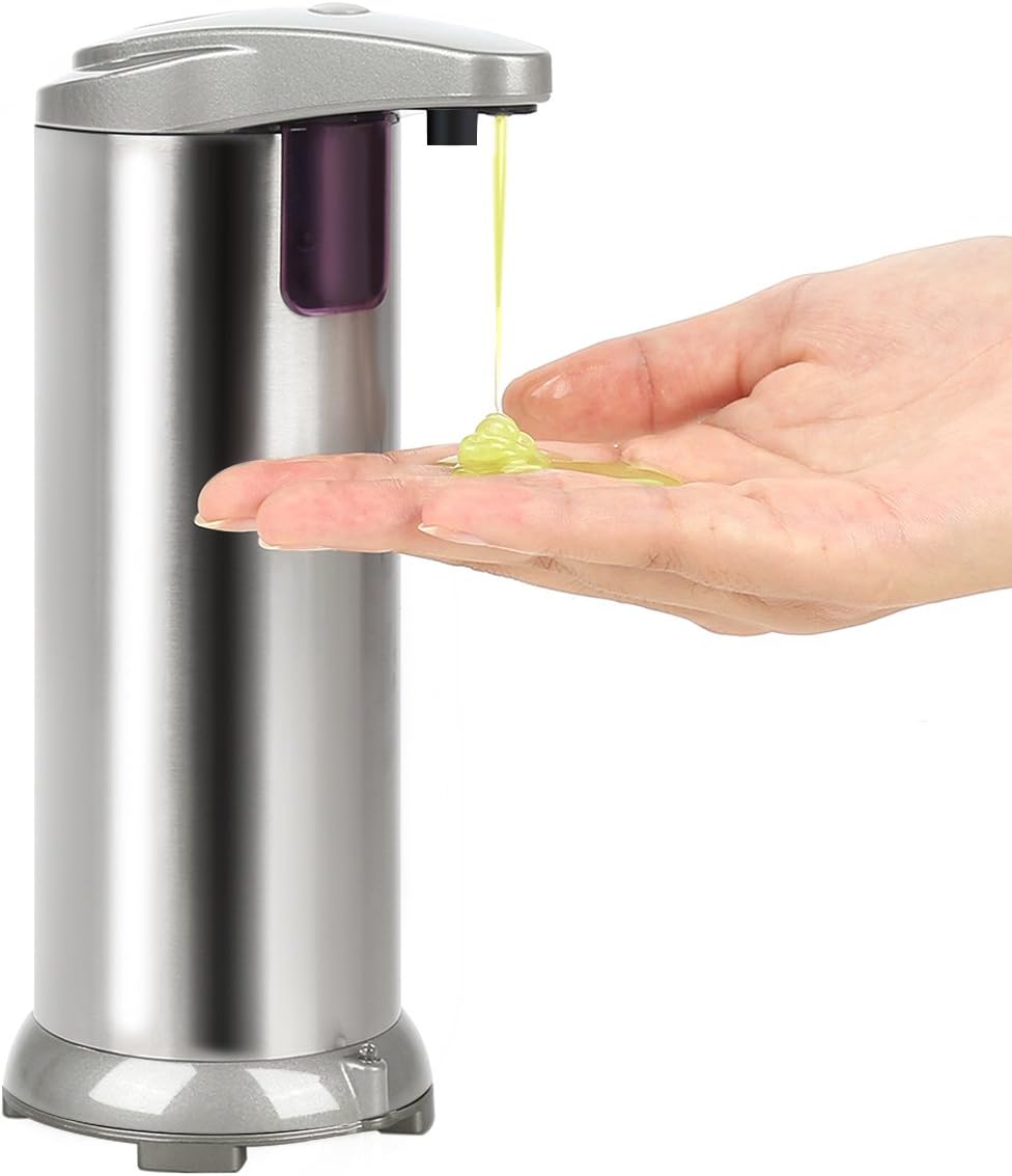 oobest Automatic Hand Touchless Sensor Soap Dispenser Stainless Steel Liquid Infrared Sensor Soap Dispenser, Ideal for Bathroom or Kitchen(New Moistureproof Base)