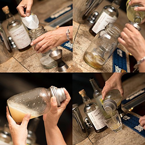 Mason Jar Shaker Lids - 2 Pack - Awesome to Shake Cocktails or Your Best Dry Rub - Mix Spices, Dredge Flour, Sugar & More - Fits Any Regular Mouth Canning Jar - Durable, Rust Proof Stainless Steel - Thumbnail 4
