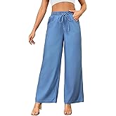 LBDLONGBIDA Women's High Waisted Wide Leg Jeans - Straight Leg Pants Adjustable Drawstring Waist, Loose Fit, Comfy Stylish