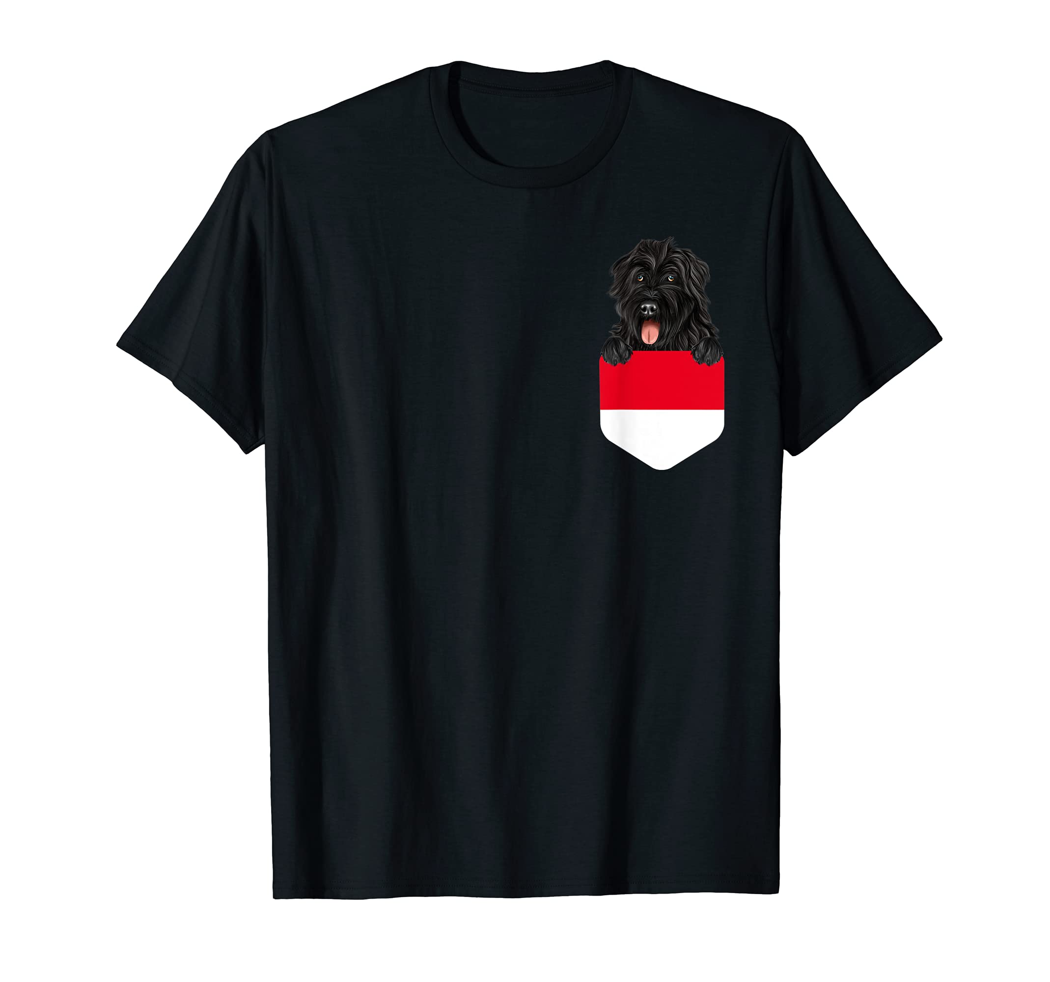 Indonesia Flag Bouvier des Flandres Dog In Pocket T-Shirt