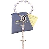 SANCTRA One Decade Travel Rosary, Handmade and Blessed in the Holy Land, Single Decade Rosary with Medal and Crucifix, Gift Pouch and Certificate of Authenticity