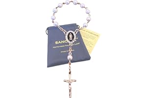 SANCTRA One Decade Travel Rosary, Handmade and Blessed in the Holy Land, Single Decade Rosary with Medal and Crucifix, Gift Pouch and Certificate of Authenticity