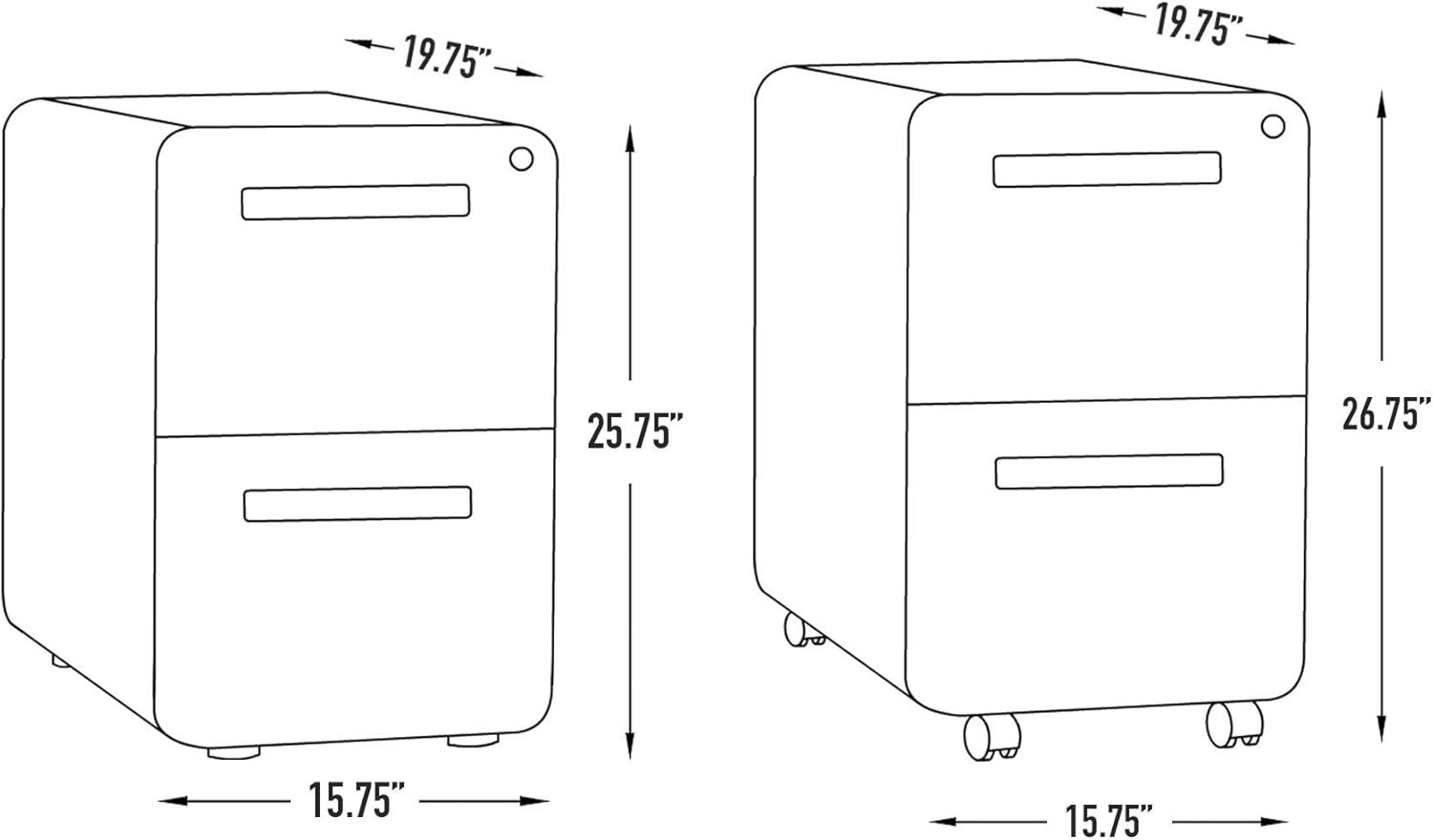 Stockpile 2-Drawer Modern Mobile File Cabinet, Commercial-Grade (White): Kitchen & Dining