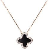 AMIREUX Dainty Lucky Clover Necklace 14K Gold Plated Four Leaf Clover Necklace for Women, Simple Necklace Jewelry for Girls Teen