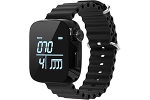 WEGROWER Vibrating Metronome Watch, Wearable Metronome for Guitar, Violin, Piano, Drum Practice, and Workout Tempo Trainer with Adjustable Strap, App Support and Long Battery Life (Black)