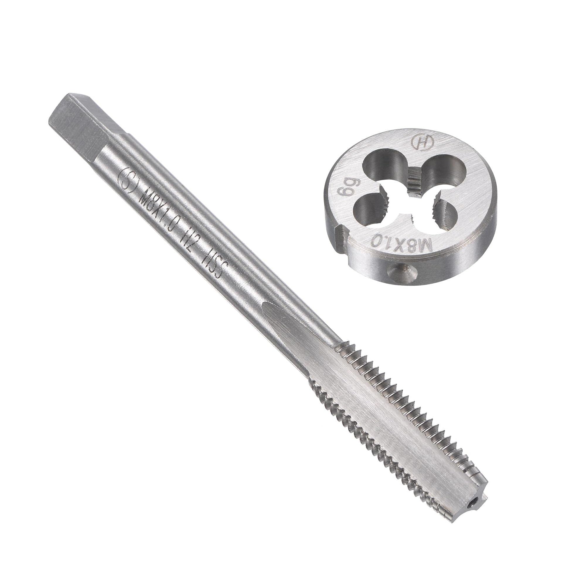 MACHSWON M8 x 1mm Metric Tap and Die Set - Machine Thread Screw Tap with Round Threading Die Kit for Thread Repair
