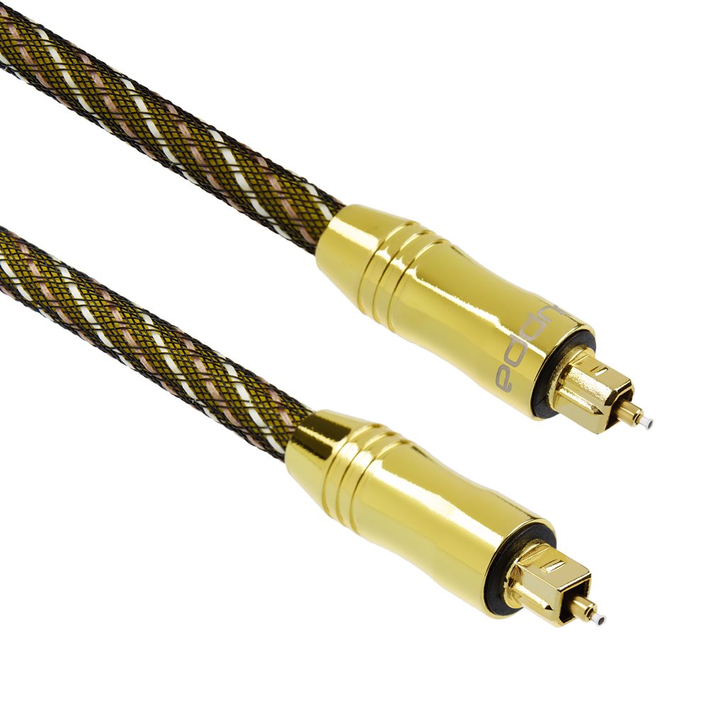 Juppa® Extreme-Range Strong Nylon Braided Optical Toslink SPDIF Digital Audio Fibre Cable with 24k Gold Plugs, Supports Dolby TrueHD DTS 5.1, 7.1 Surround - 5 Metre