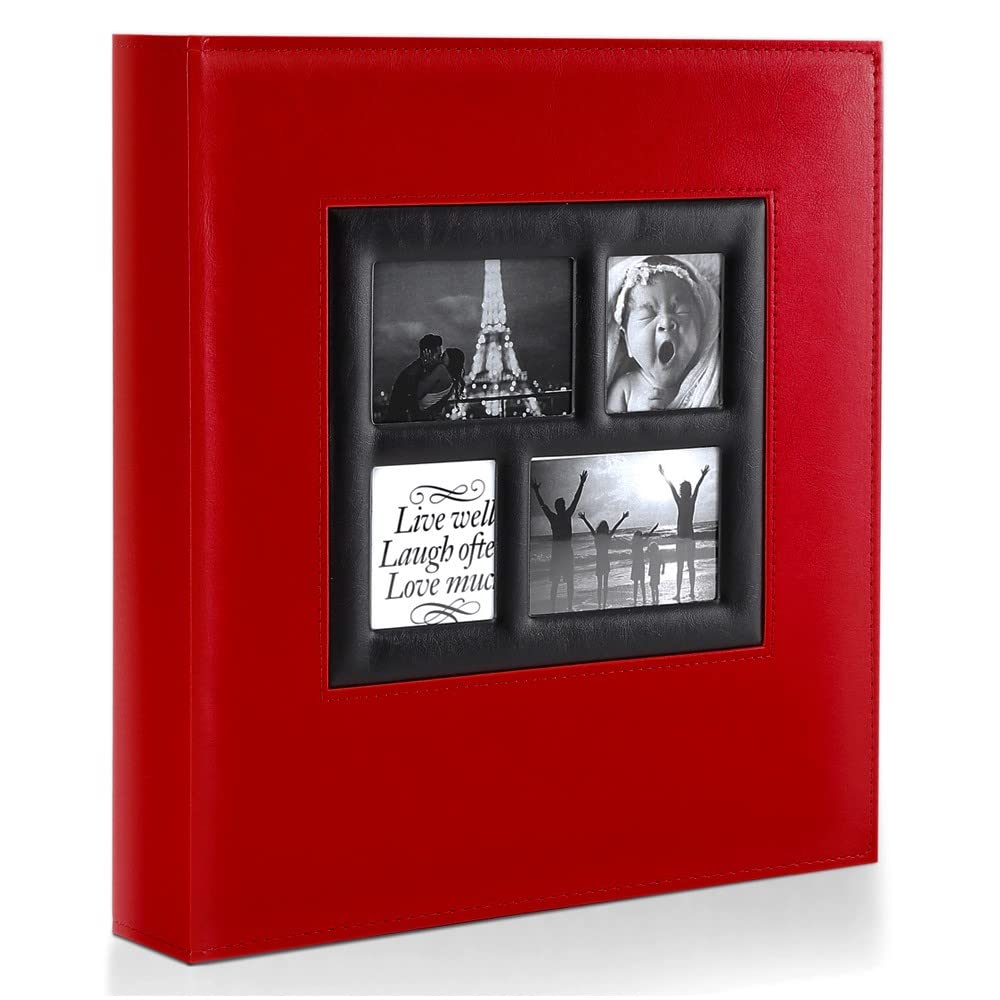 Photo 1 of Ywlake Photo Album 4x6 500 Pockets Photos, Extra Large Capacity Family Wedding Picture Albums Holds 500 Horizontal and Vertical Photos Red