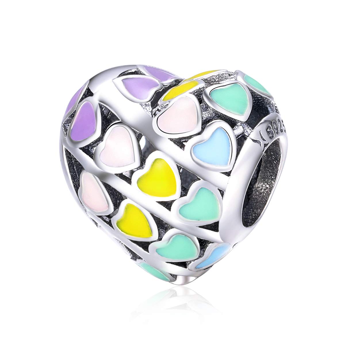 Lorrifal 925 Sterling Silver Love Mom Heart Charm Beads for Women Pandora Bracelets Jewelry Daughter to Mama Gifts on Mother'S Day