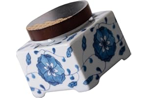 NUOBESTY Sealed Ceramic Tea Jar 225ml Blue and White Porcelain Storage Canister for Kitchen Storage