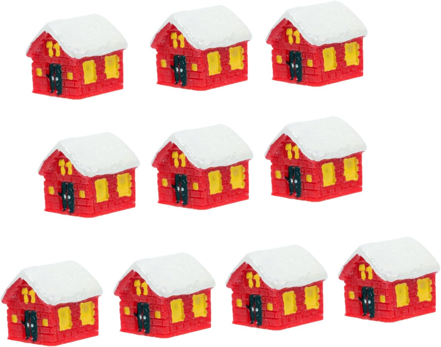 Snow Globes - Yardwe 10pcs Christmas Mini Ornaments Mini Accessories Mini Resin Figurines Christmas Snow Globes Wooden Christmas Small Miniature Christmas Tree Ornaments Christmas LED Lantern Rural LED