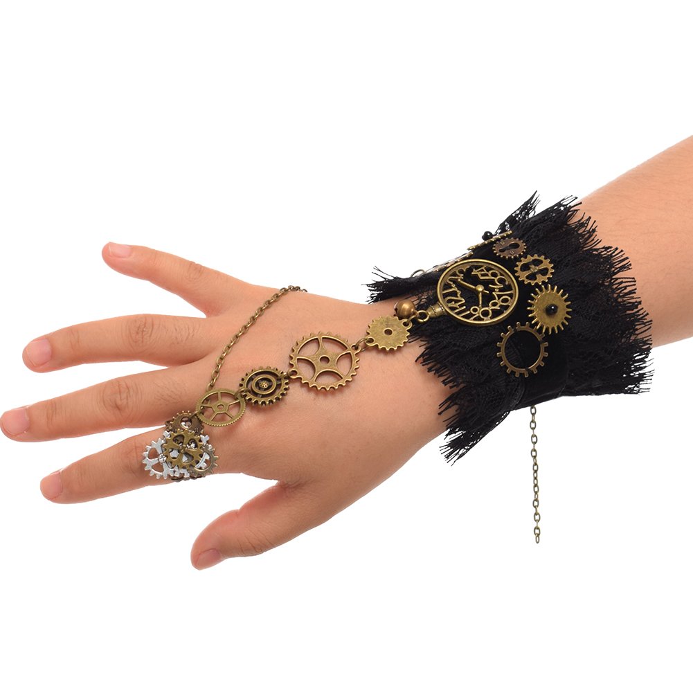 BLESSUME Steampunk Bracelet Gear Victorian Lace Accessories (E)…
