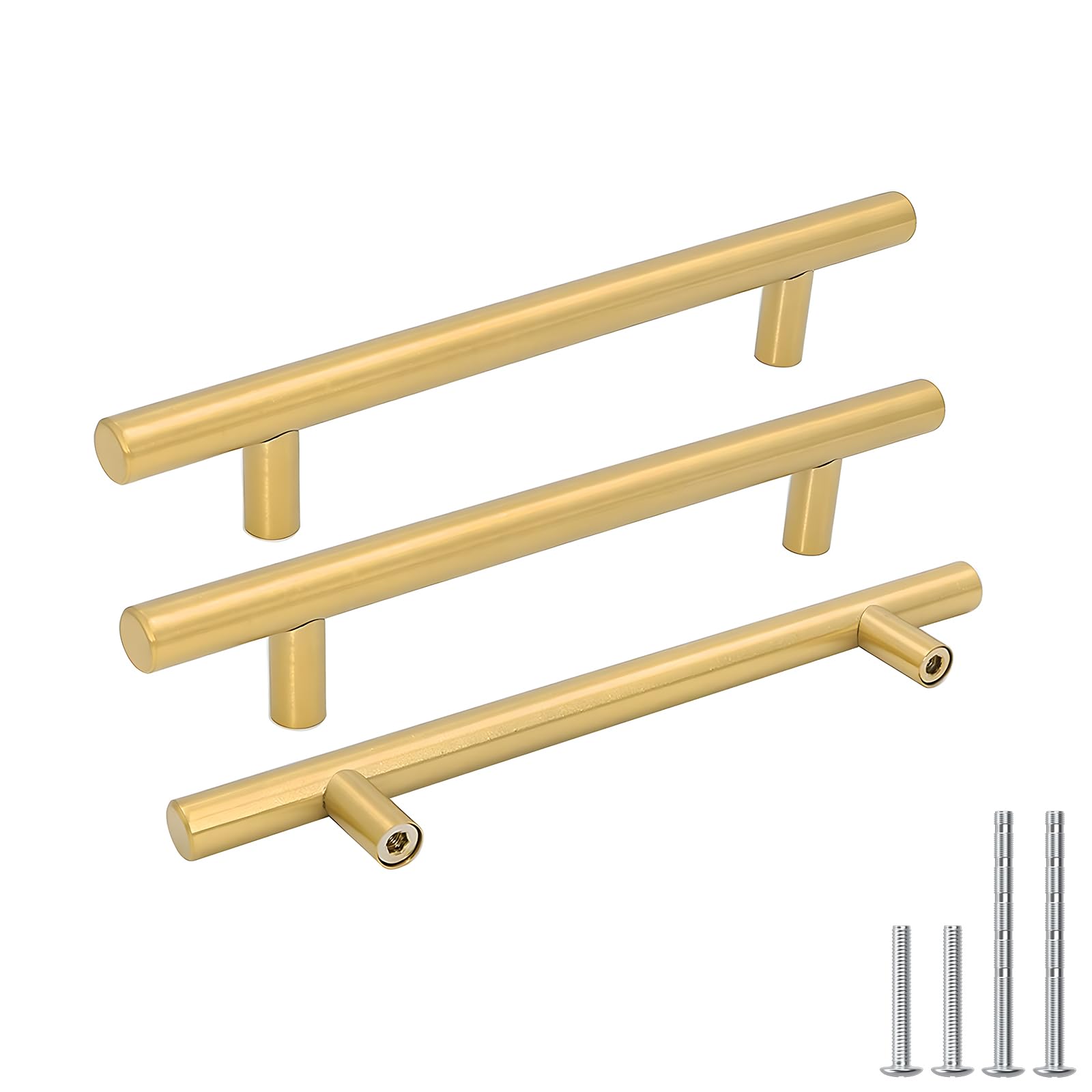 Photo 1 of goldenwarm 2Pcs Brushed Brass Cabinet Cupboard Drawer Door Handle Pull Knob for Furniture Kitchen Hardware 6-1/4in Hole Center 8-4/5in Overall Length
