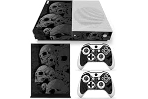 TAIFOND Whole Body Protective Vinyl Skin Decal Cover for Microsoft Xbox One Slim Console, Black Skull Xbox One S Skins Wrap Sticker with Two Free Wireless Controller Decals