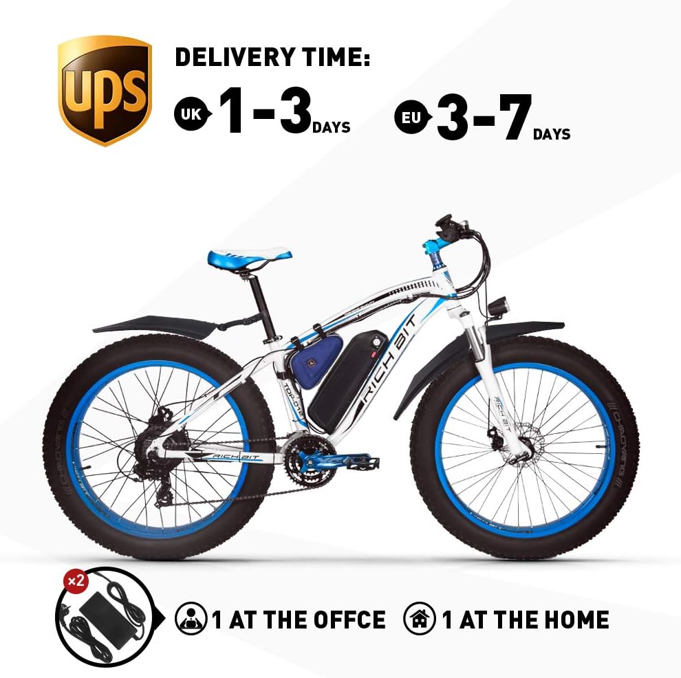 RICH BIT. electric bike 1000W RT022 E-Bike 48V * 17Ah Li-battery 4.0 inch (10cm) fat tire men bike beach bike suitable for 165-195cm