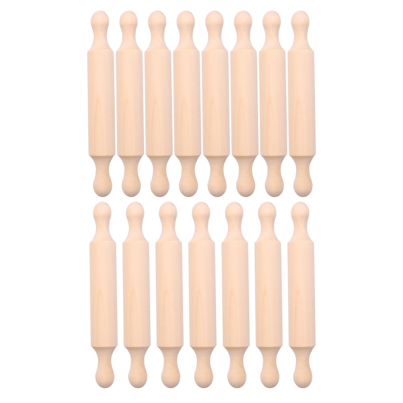 zilitol 15 Pieces Wooden Mini Rolling Pin 6 Inches Long Kitchen Baking Rolling Pin Small Wood Dough Roller for Fondant