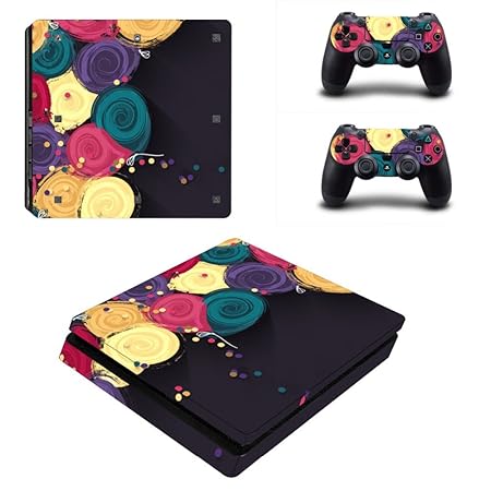Happyit PS4 Slim Skin Sticker Selbstklebend Beschützer Haut-Range-Vinyl für Sony Playstation 4 Slim Konsole + 2 haut-Controll