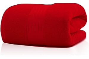 COZYART Red Oversized Bath Sheet for Bathroom 35x70 Cotton Body Dry Shower Towel Soft Absorbent Durable 650 GSM Extra Large Towels for Daily Use
