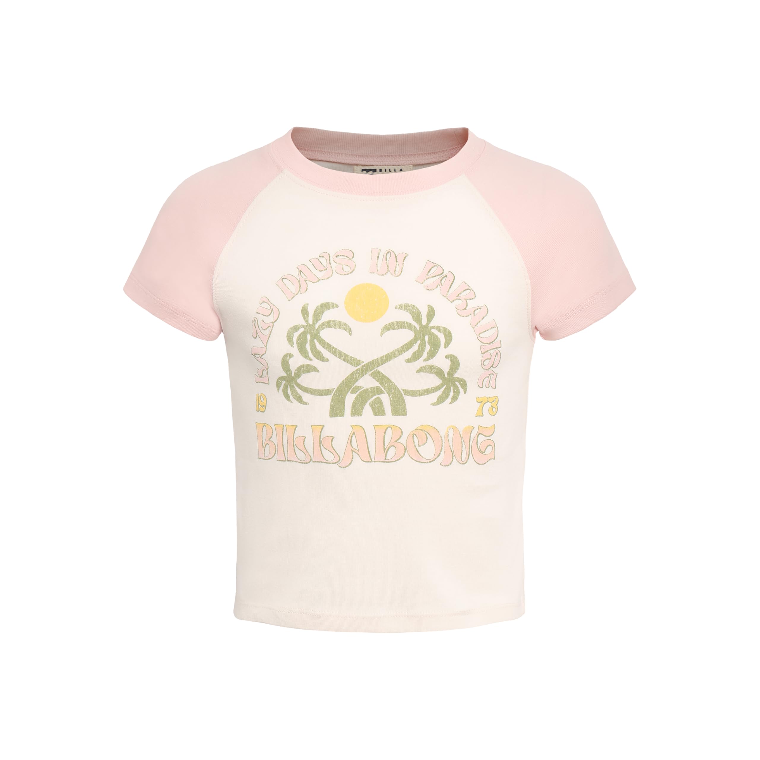 Photo 1 of **NEEDS TO BE WASHED** Billabong Girls' Premium Short Sleeve Raglan Graphic Tee, Crew Neck T-Shirt, Soft & Comfortable, Pink Days