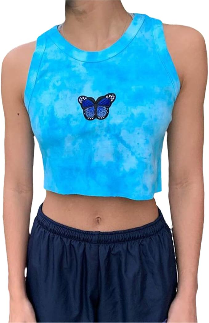 Women Casual Crew Neck Crop Tank Top Solid