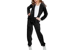 Woolicity Girls Sweatsuits Set Velour Tracksuit 2 Piece Outfits Zip Up Hoodies and Pants Sportswear Jogging Set