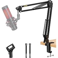 MAONO Boom Arm Microphone Stand: Adjustable Metal Suspension Mic Boom Arm for Podcast Gaming Streaming Recording,with Desk Cl