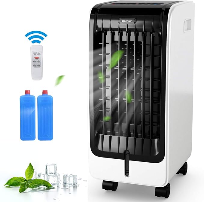 COSTWAY Evaporative Air Cooler with Fan & Humidifier Portable Bladeless