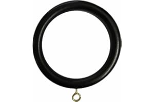 DNU AVENUE 24 Pack Wooden Curtain Black Drapery Handmade Durable Rod Rings for 1-2.5 Inch Rod Pole, 2.7 Inch Inner Diameter, Natural Beechwood Ring Hook, Stylish Smooth Gliding and Easy to Install