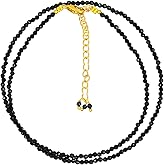 NJCRAFT Natural Gemstone Faceted Beaded Necklace for Woman| Gold Plated Gem-stone Necklace | Beads 2–3 mm | Adjustable Chain 16+2 Inch