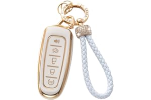 Gematay for Ford Key Fob Cover with Keychain Lanyard, Key Fob Protector Compatible with Ford C-Max Edge Escape Expedition Explorer Flex Focus Taurus Lincoln MKS MKT MKX Navigator Smart Key Case