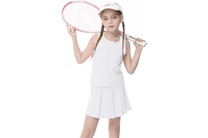 LIONJIE Girls Tennis Golf Dress Outfits Sleeveless Tank Top and Pleated Skirt Workout Activewear Sets with Built in Shorts
