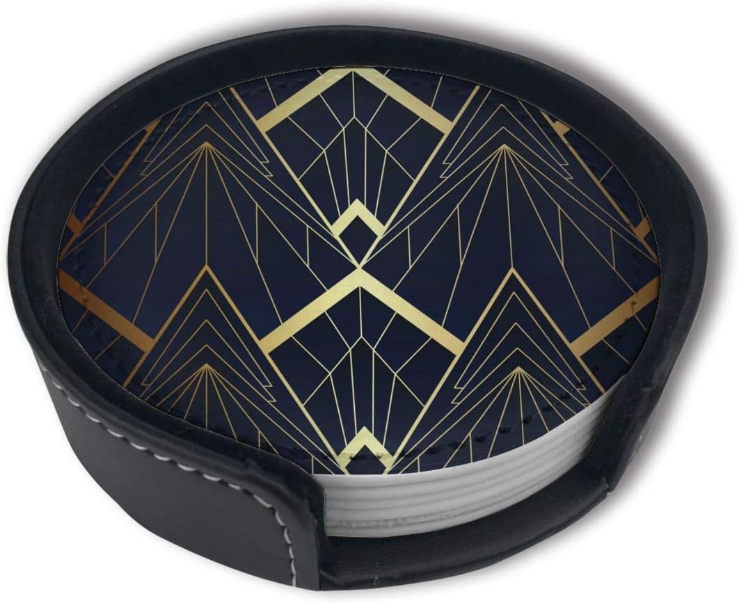 Abstract Art Deco Drinks Coasters With Holder, Suitable For Kinds Of Cups, Set Of 6 Amazon.co
