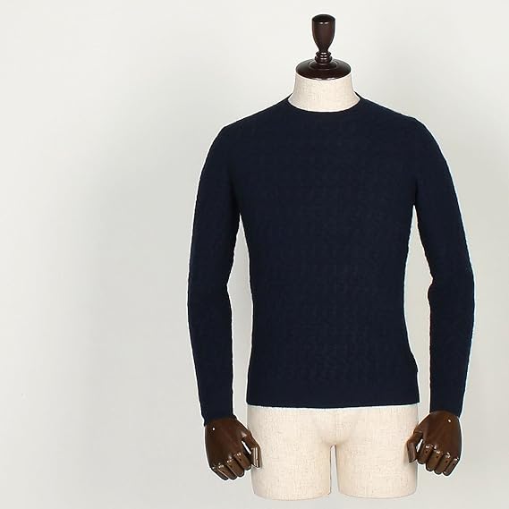 Amazon ネイビー C75 50 Zanone ザノーネ メンズ イントレチャート編み ウールアンゴラ クルーネックセーター Giro Man Zy217 Z4148 ネイビー セーター 通販