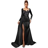 yinyyinhs Long Sleeve Mermaid Prom Dresses with Slit Satin Formal Dress 2026 Sparkly Sequin Evening Party Gowns for Women