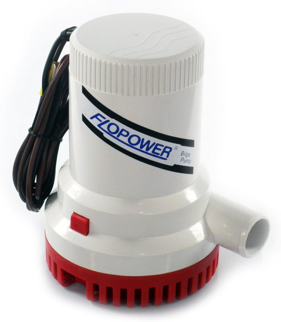 FL-1500-01 Boat Bilge Pump 1500GPH White / Red 12V 29MM Marine Chandlery New