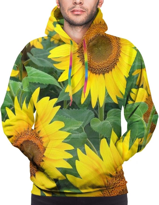 Stylish Yellow Sunflowers Hoodies Men 3D Sweatshirts Pullover Casual